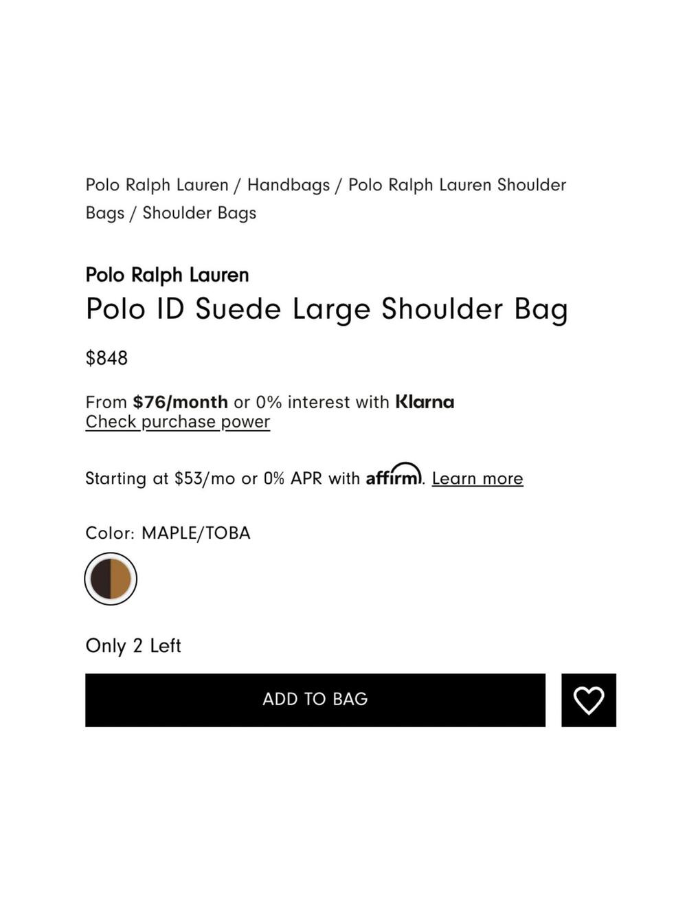 Polo ID Ralph Lauren Women's Brown Suede Large Shoulder Bag - Picture 5 of 7